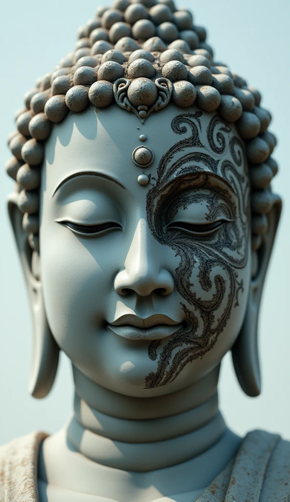 Buddha with Sasukecursed mark face fully realistic anime looks