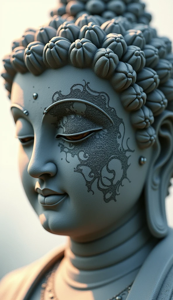 Buddha with Sasukecursed mark face fully realistic anime looks