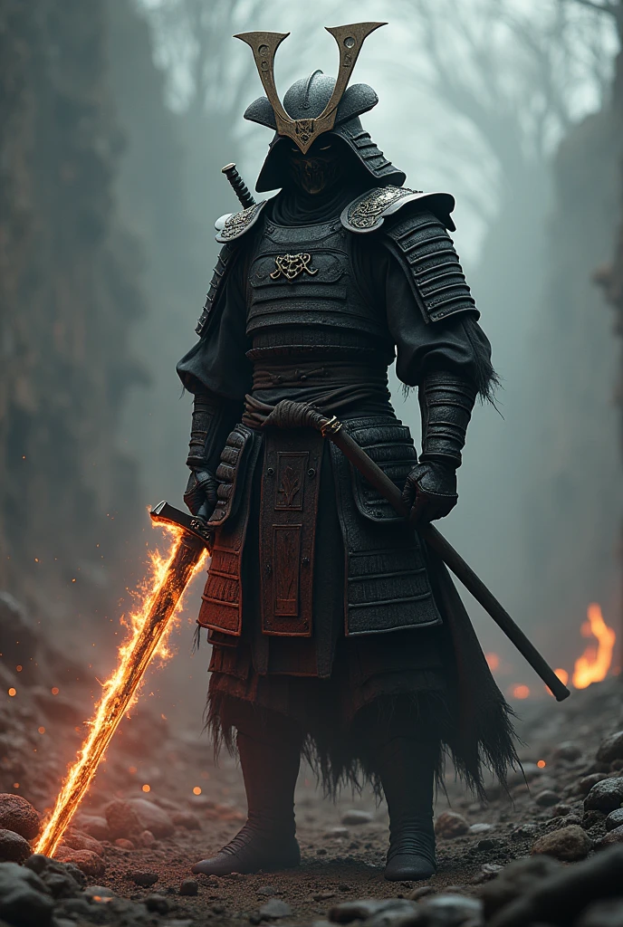 (アニメ)Samurai,grimdark,blackw,fire sword,dark souls