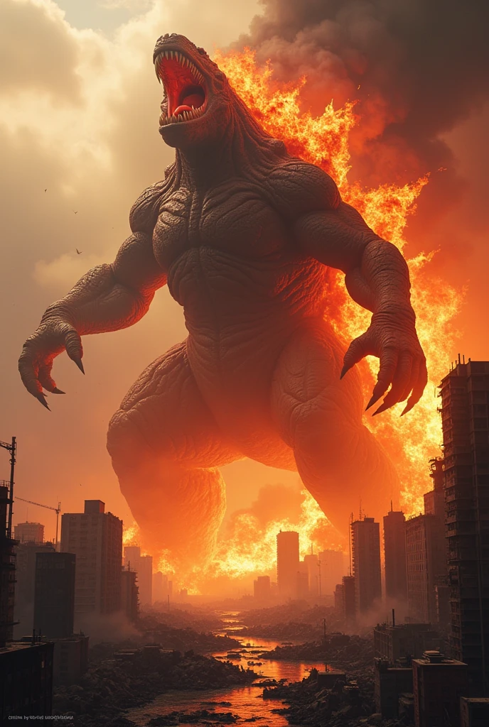 Create a fire kaiju