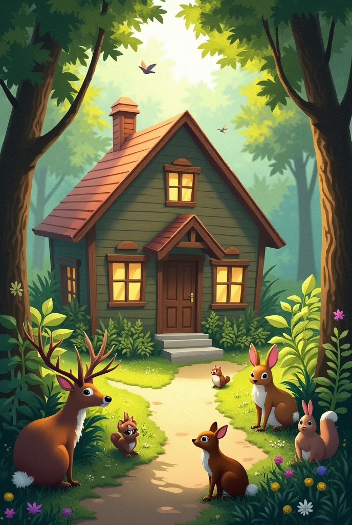 School in. Forest animal full around