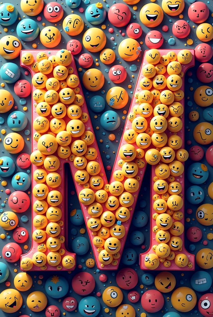 Background com 100 emojis Letra M vertical