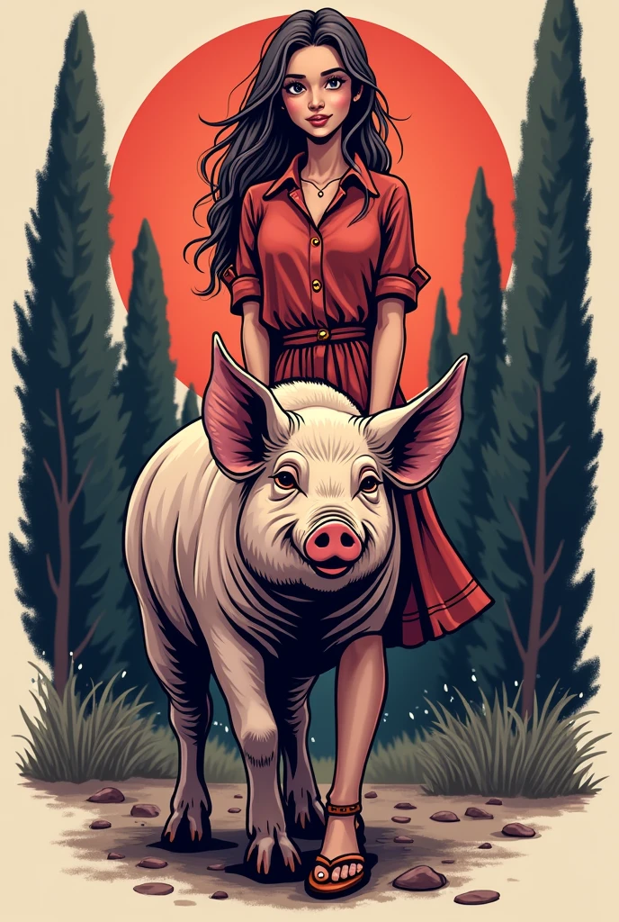 I want you to cut out the background of this image and just leave us with the girl and the pig.