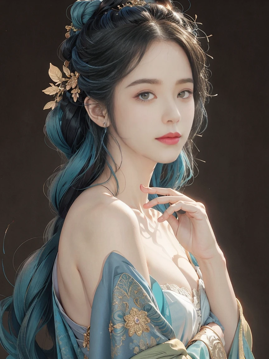 a woman with long hair and a dress posing for a picture, artwork in the style of guweiz, guweiz, the style of wlop, ethereal beauty, wlop. 4 k, realistic. cheng yi, by Yang J, by Russell Dongjun Lu, style of wlop, trending on cgstation, in style of wlop, wlop |