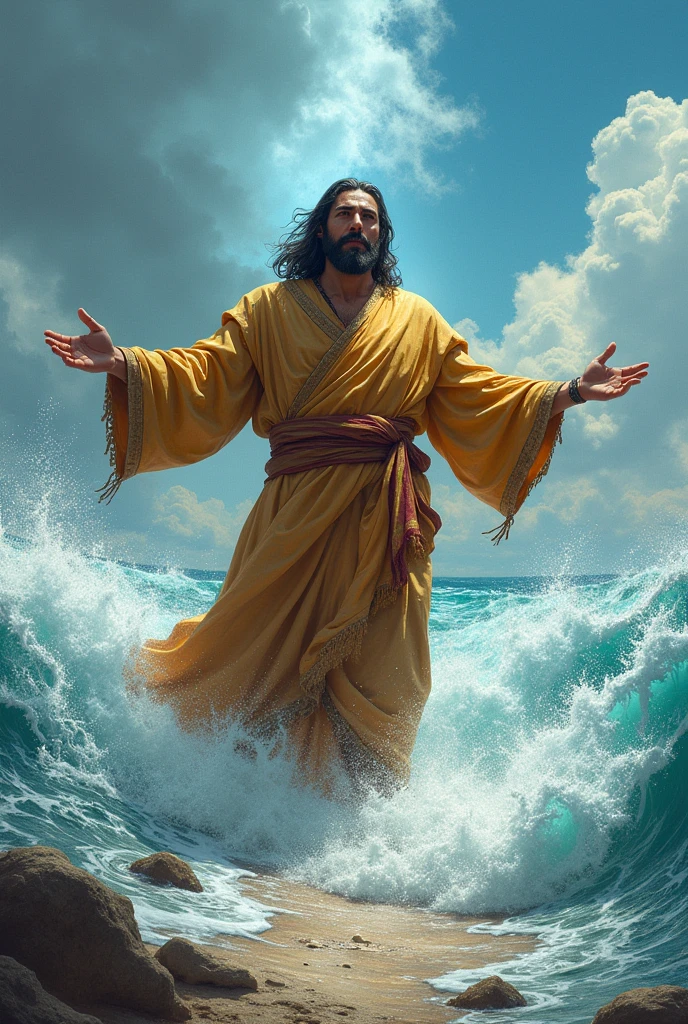 Moises cutting the sea in half but he looks korean