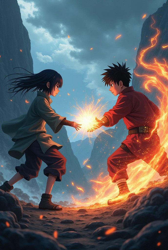 Make a girl as an uchiha and boy as hyuga make them fight like naruto and sasuke