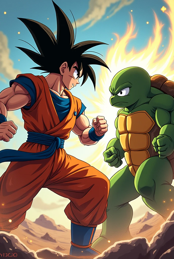son goku qui tape franklin la tortue