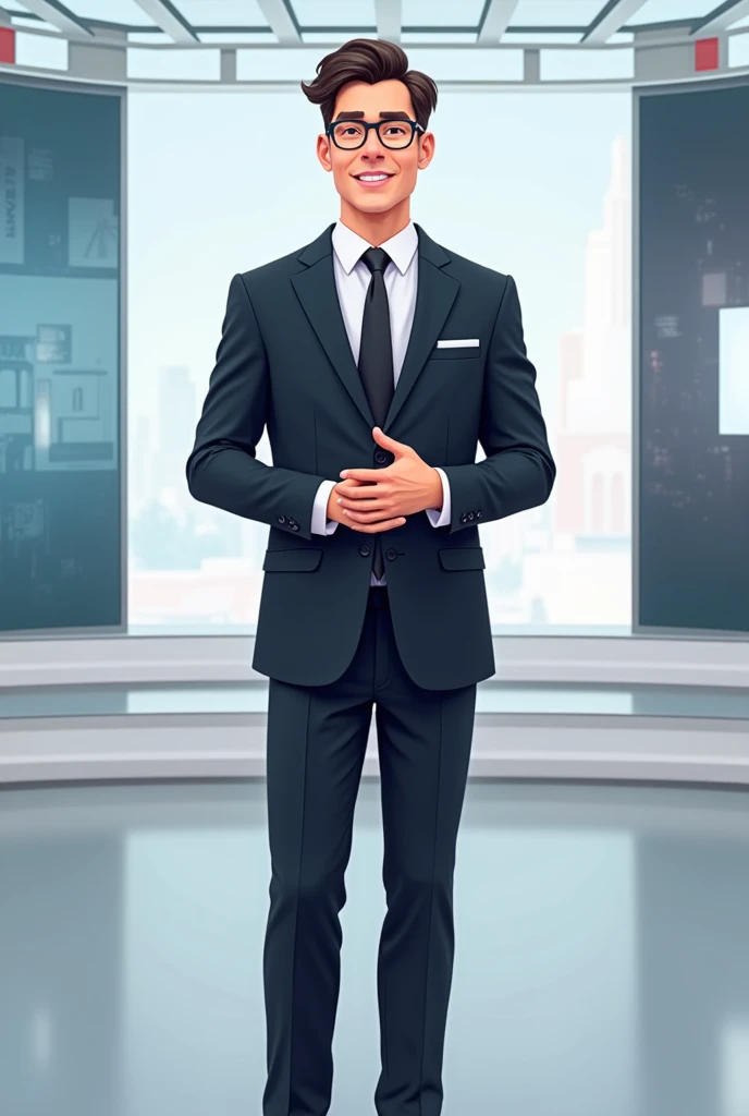 Male 2d character for news telling with whole body