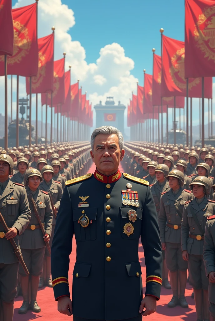 (anime) A General Doing an Announcement Infront of his Army
