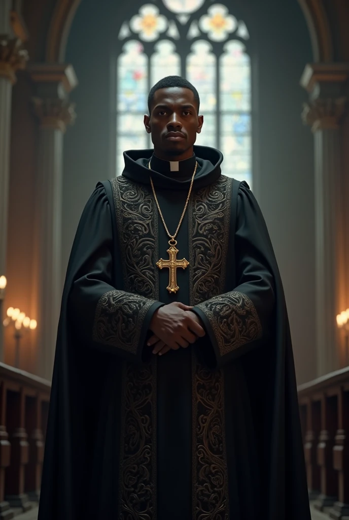 A black handsome priest