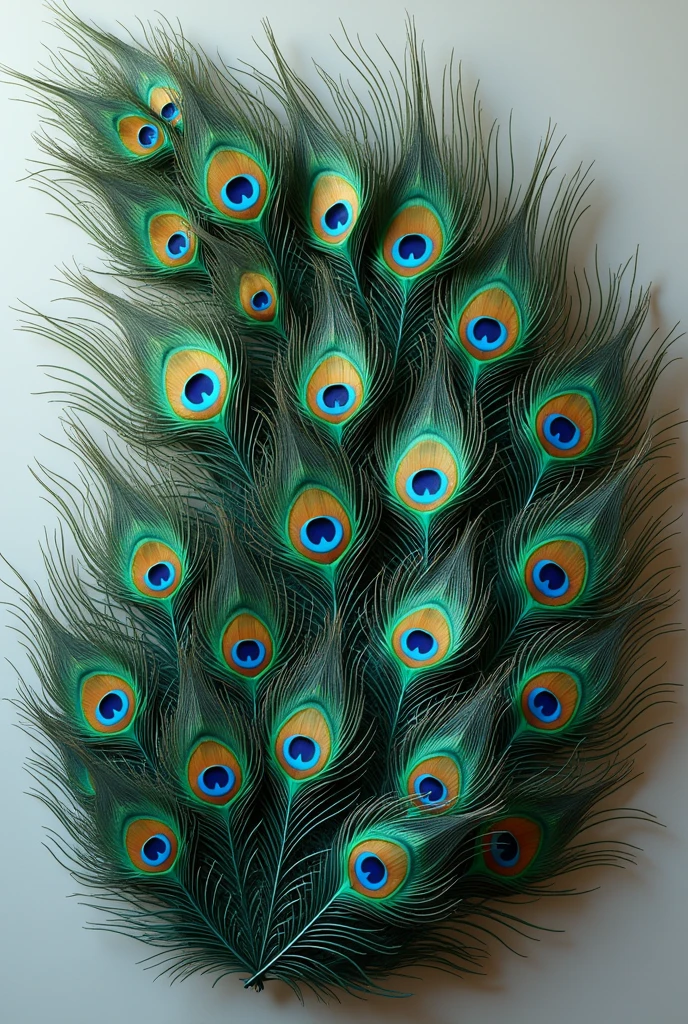 Peacock feathers arrange in semi circle format