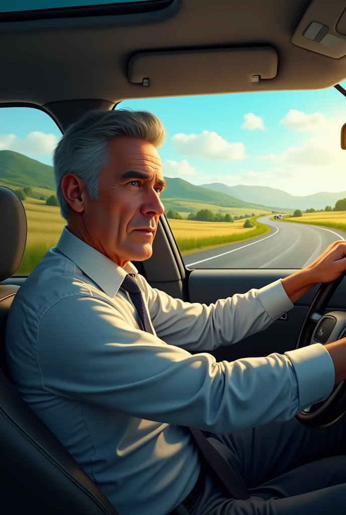 Man driving car
