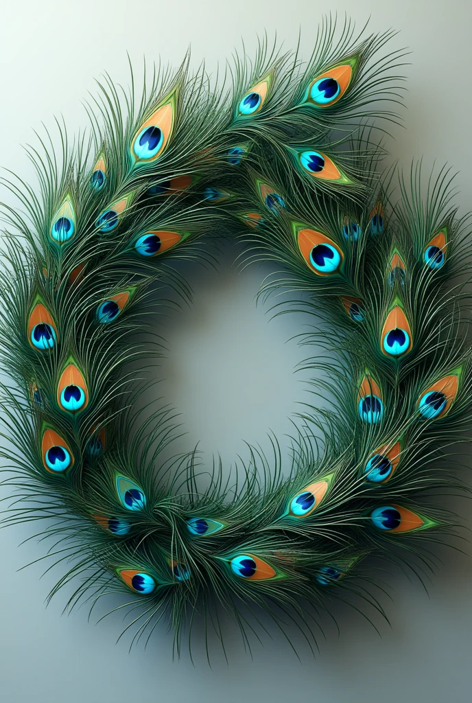 Peacock feathers arrange in semi circle format