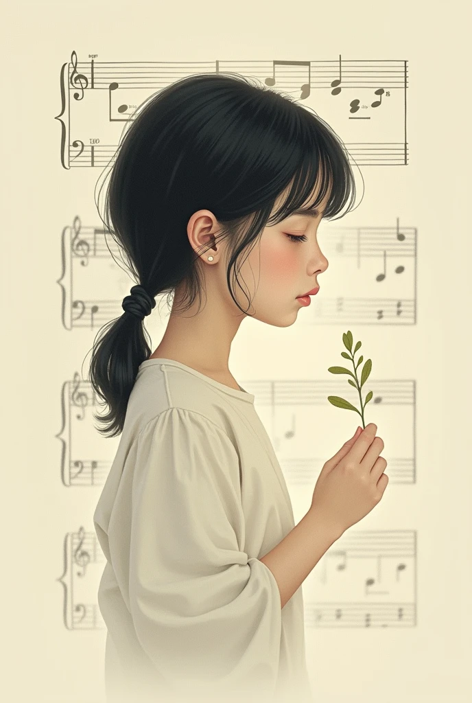 fiction girl who loves music but is deaf. use minimalist design, don't overdo the effects and show the uniqueness of the girl