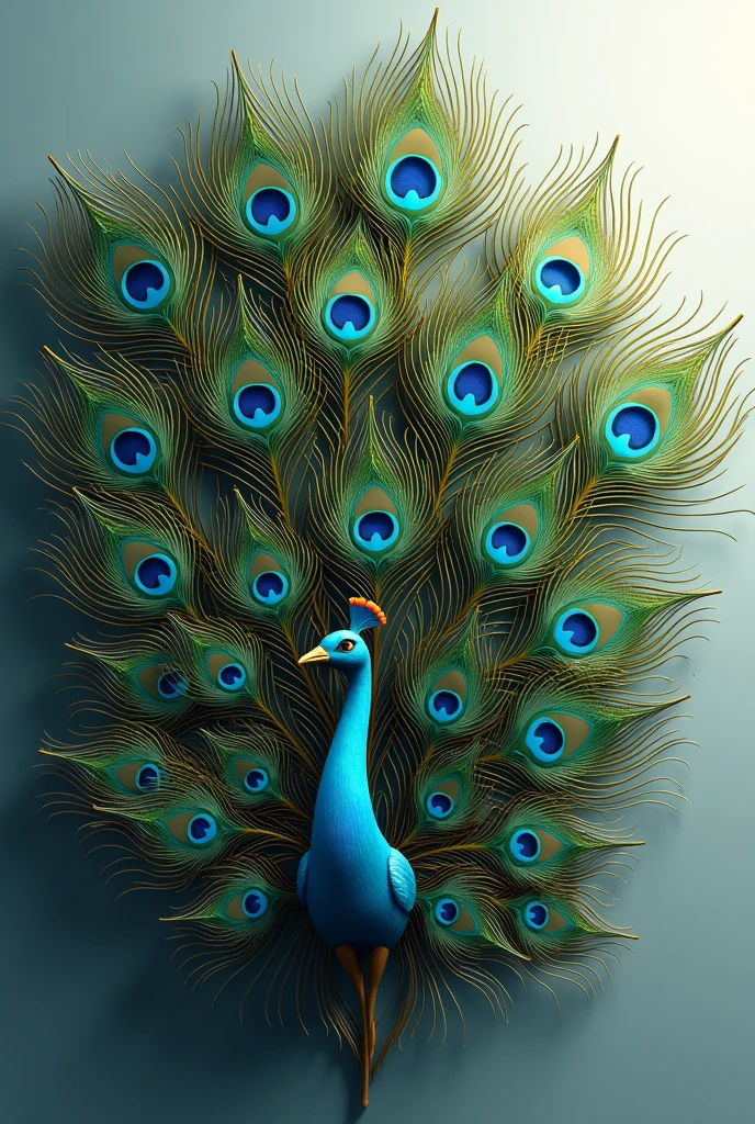 Peacock feathers arrange in semi circle format 
