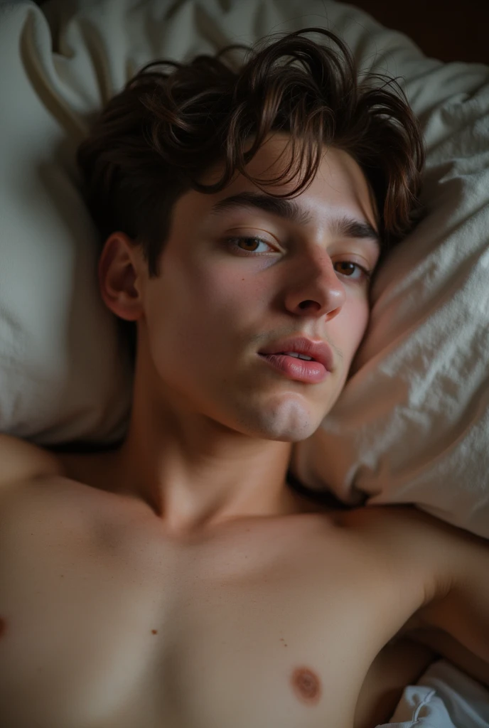 Handsome showing his penis lying down