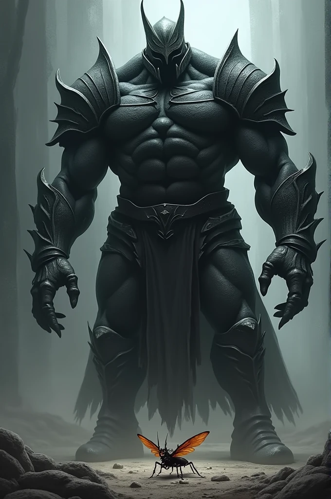 A bug and tall muscular and buff executioner