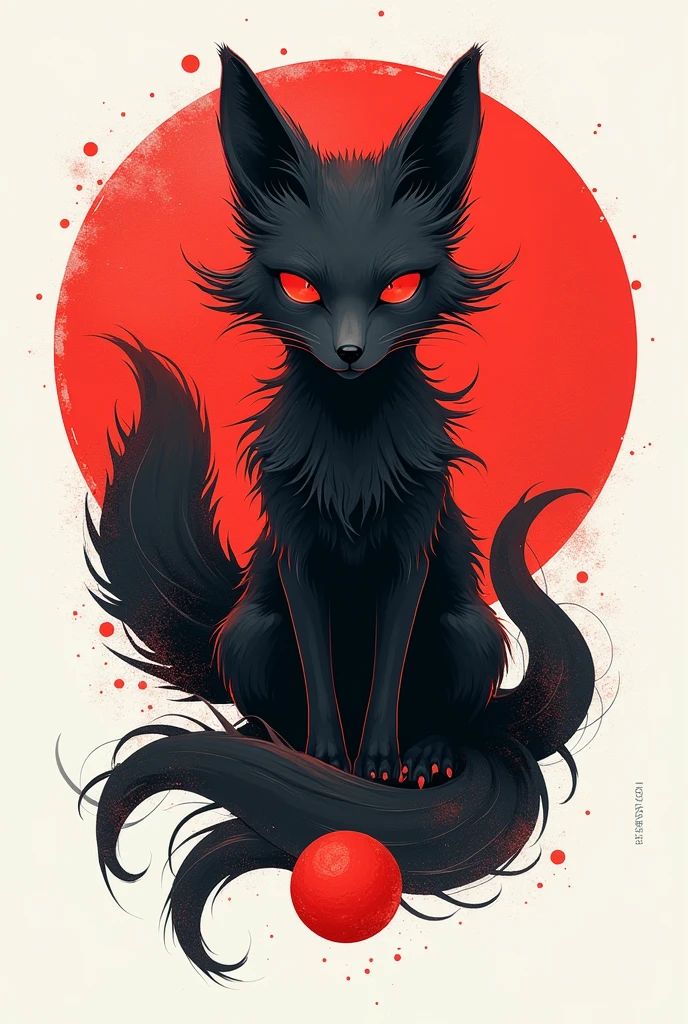 Kitsune, fox, девятихвостый fox лицо foxы  абстрактный минимаfoxтичный логотип черные красные тонаВысокое разрешение, Best quality, In detail, high detail, very detailed, 