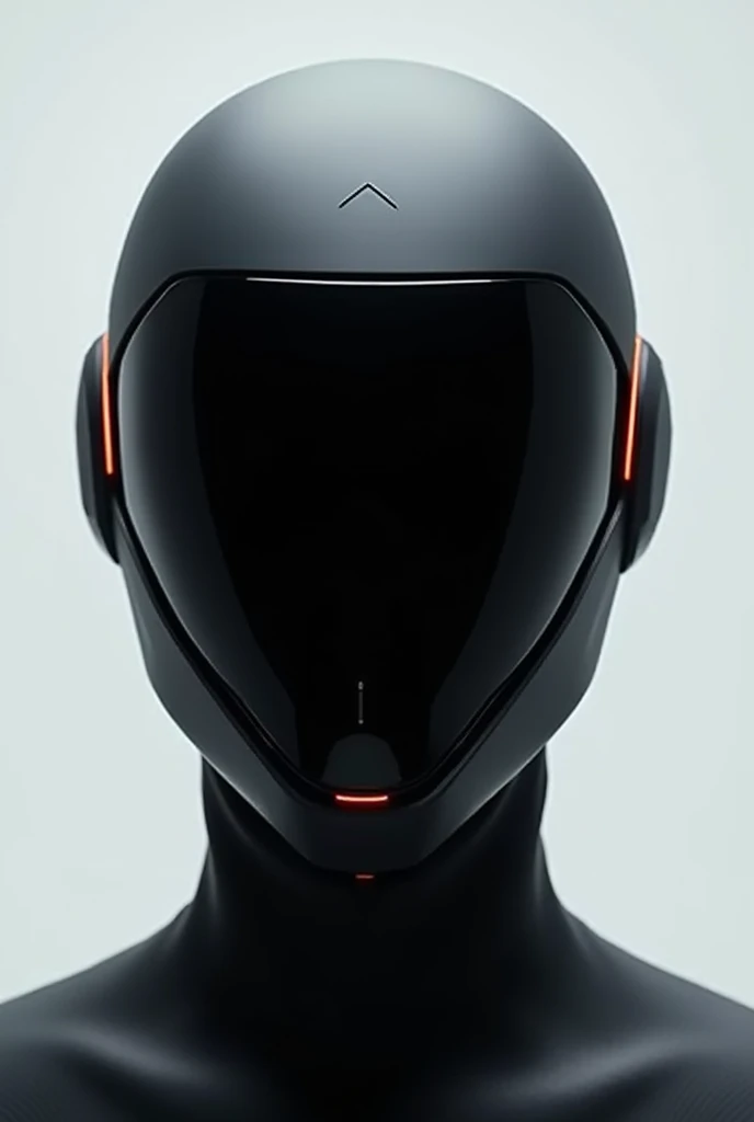 A futuristic techwear mask, simple but elegant, with a minimalist design. The helmet features a smooth design, clean lines and an automatically opening visor. The design emphasizes sophistication with a matte black finish, accented by subtle metallic or neon reflections. The overall look is modern, high-tech, and elegant, with a focus on elegance and simplicity, use the Machine56 helmet as a reference