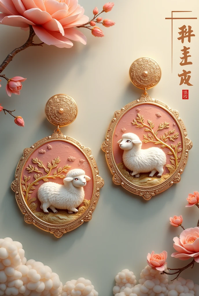 Chinese style zodiac sheep earrings