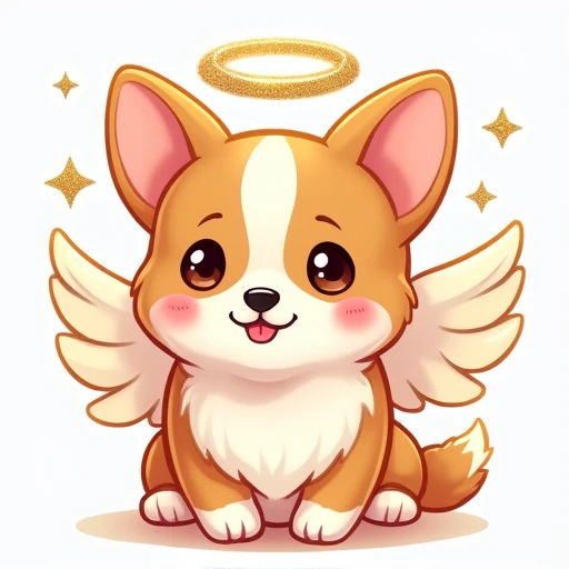 Cute angel corgi dog glitter effect, Icon Style, 