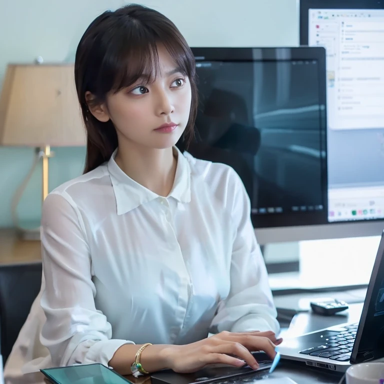 Change your gaze to the laptop and make your fingers move naturally