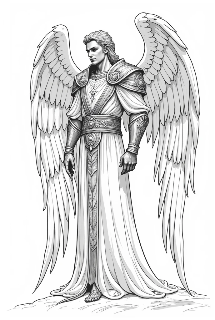 Angle Gabrile, line art pen, solid, great, hd, black white