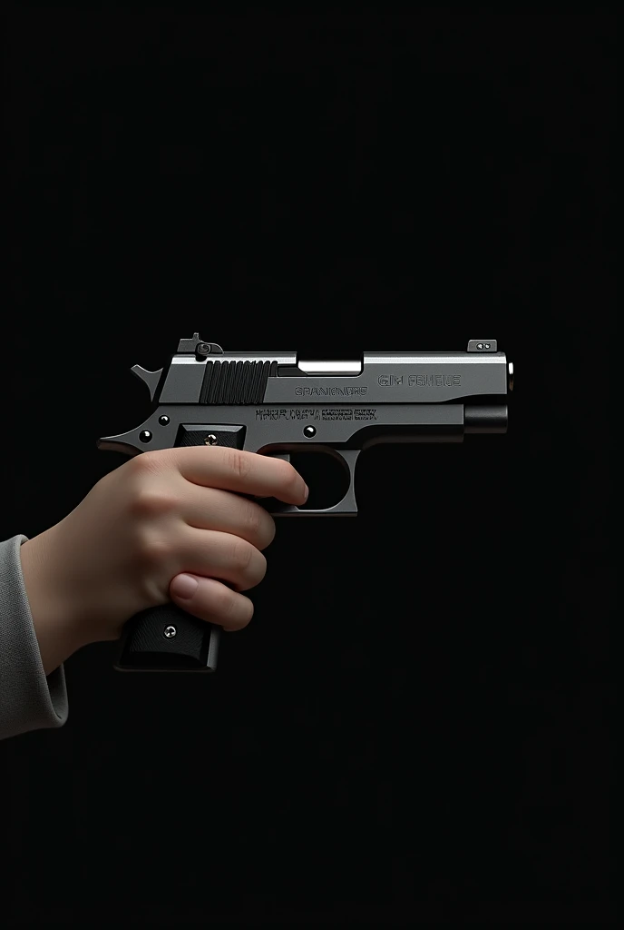 A boy is holding a gun in his hand and only his hand and gun are visible
