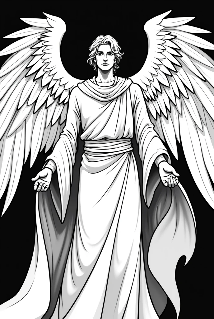 Angle Gabrile, line art pen, solid, great, hd, 3d black white