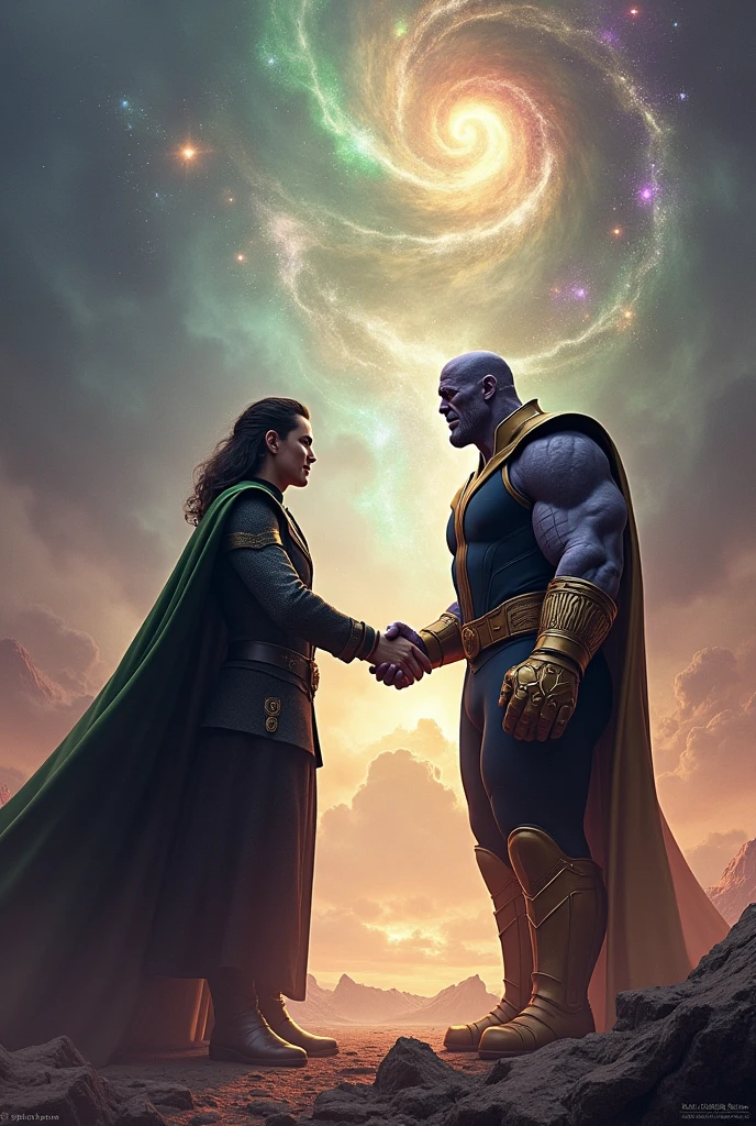 Loki mix with thanos Shake hand