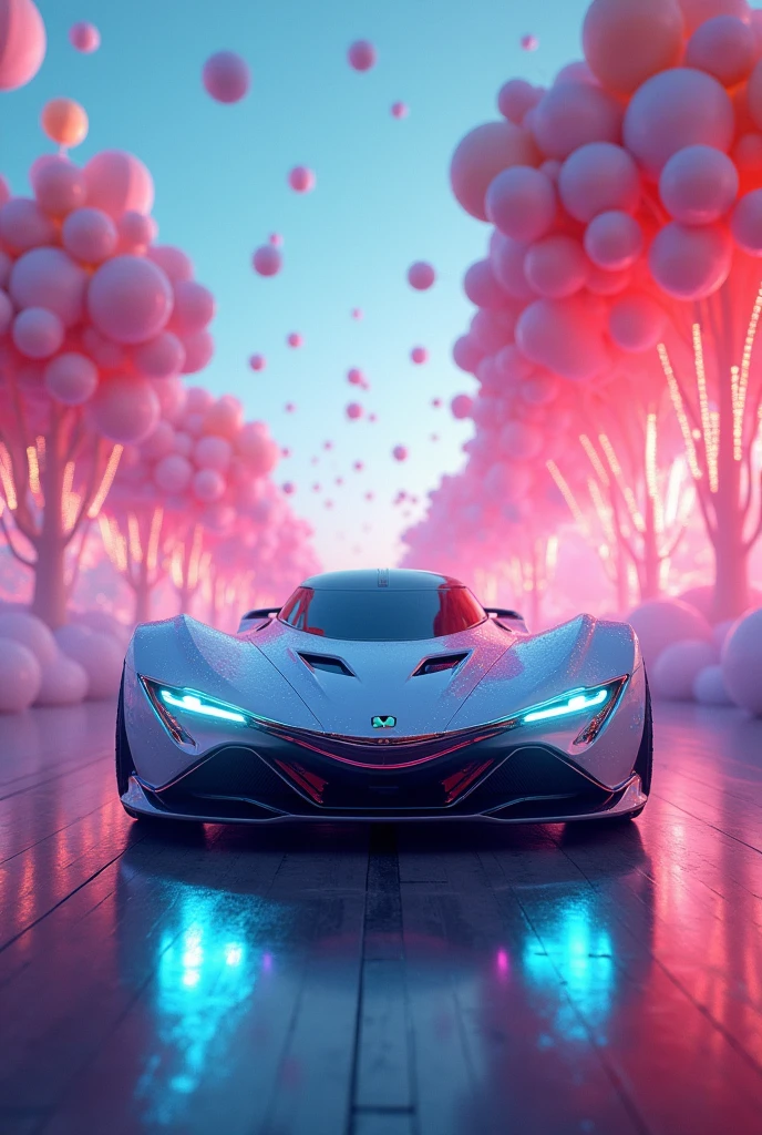 Your subject on road car light bokes  with colorful balloons in the background