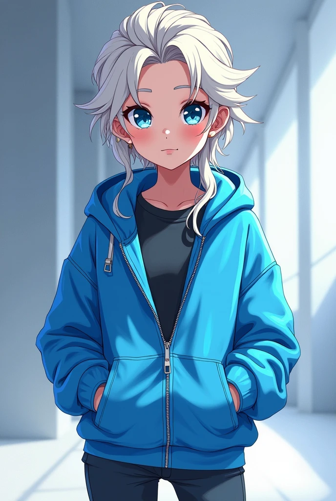 Elsa Frech Mein From Disney Anime Girl Blue Jacket Zip 