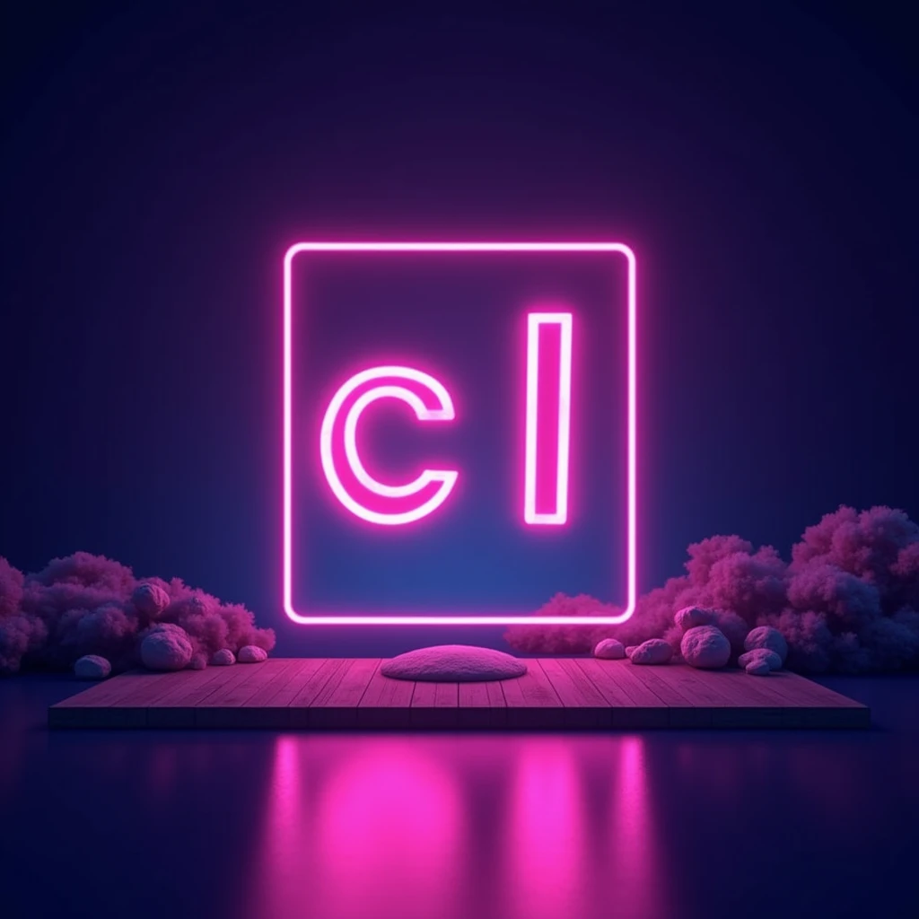 Genrat image for Instagram highlights cover topic is form fill in neon lights with form fill logo, A serene, high-resolution, professional photograph showcasing the "CL-Audio STUDIO" Logo, centered within a square frame