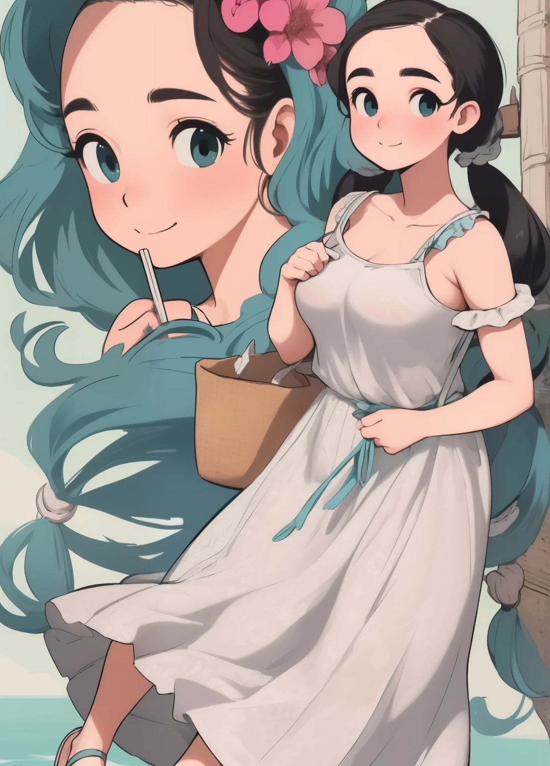 (masterpiece、Highest quality、Highest quality、Official Art、Beautiful and beautiful:1.2)、(One person:1.3)Hatsune Miku、Twin tails,Beautiful breasts, Katsushika Hokusai,Highest quality、High resolution、Detailed Background、(Beautiful face in every detail:1.4)、Anatomically correct、(Detailed facial expressions)、(Detailed eyes:1.2)、(Highly detailed face:1.4)、(Huge breasts:1.2)、Cute hair color、Bobcut、ponytail、well-groomed eyebrows、Cute hairstyle、
Beach、Three beautiful women in their 20s、smile、Feminine and cool one-piece style、Opt for flared skirts and maxi dresses、Choose cool materials、Pair with sandals or espadrilles、Add a resort feel with a straw hat and tote bag.、Bright colors and patterns、By incorporating ruffles and lace details、Creates feminine charm