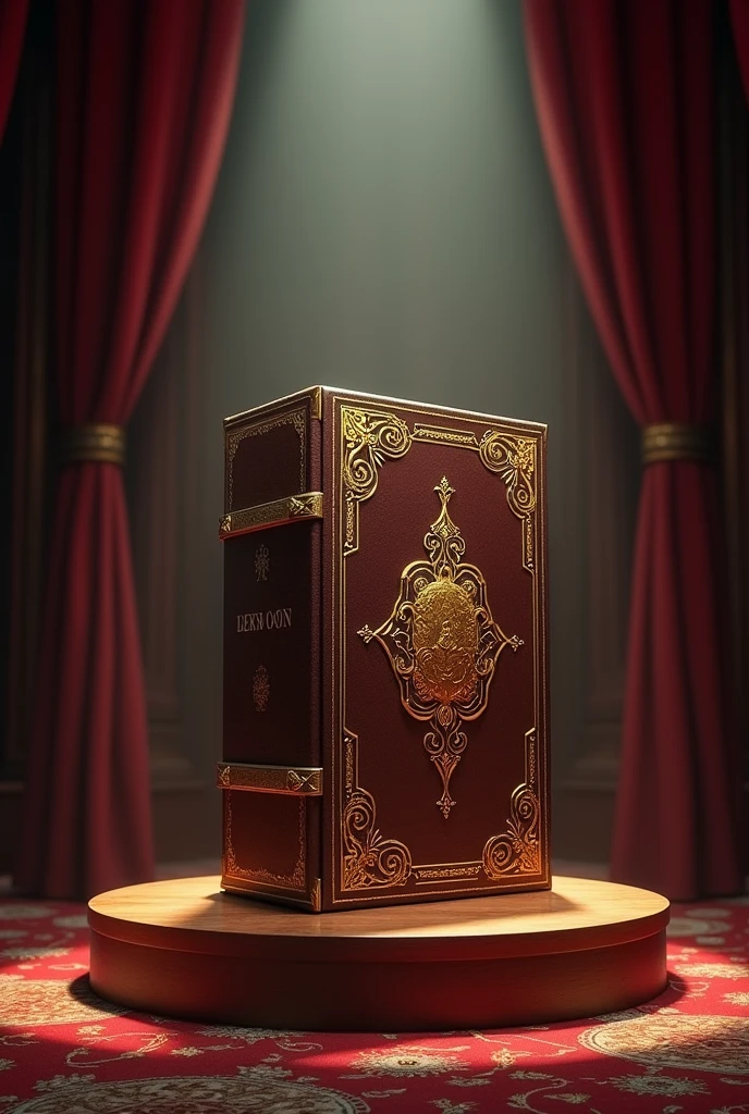 A musical speaker in the form of a big fat book on a stage