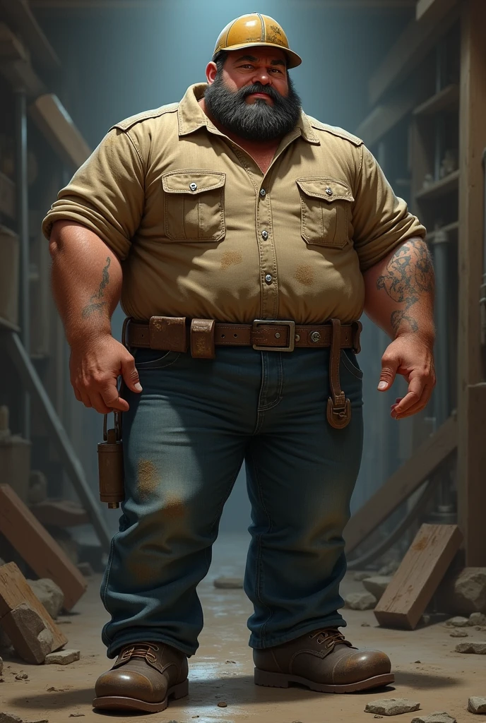 Chat is a burly man in his early 40s, with a rugged appearance from years of labor. He has a weathered fac, and calloused hands. His dark hair is often hidden under a hard hat, and his clothing consists of a worn, stained work shirt, sturdy jeans, and heavy-duty boots.