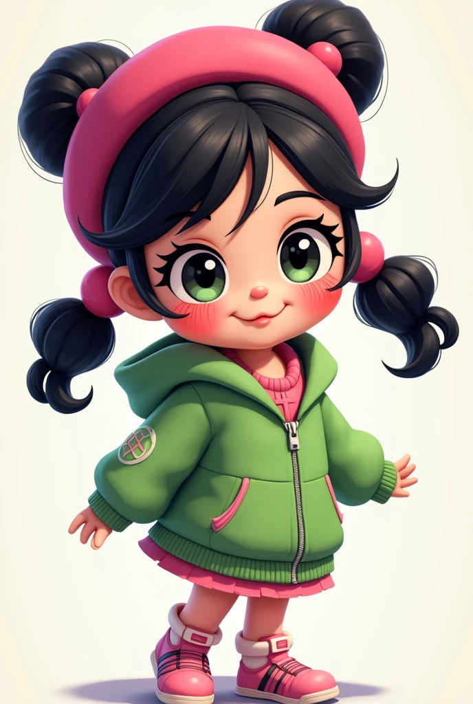 From Wreck It Ralph Vanellope Anime Girl Frech Mein Jacket Grün Zip