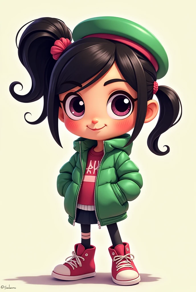 From Wreck It Ralph Vanellope Anime Girl Frech Mein Jacket Grün Zip