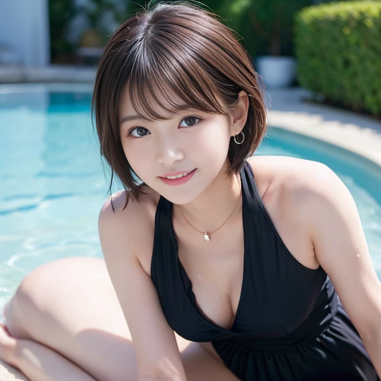(nsfw:1.5)、Best-quality, Masterpiece, Ultra-High-Resolution, (Photorealistic:1.4), Raw-Photo, at hotel-room, 1girl, 15-years-old, the most famous Japanese idol, (wearing only light-blue see-through dress, extremely see-through dress), upturned ass, (extremely cute face like the most popular Japanese idol), (extremely beautiful black-short-cut-haired), (((extremely beautiful big-black-solid-circle-eyes))), extremely beautiful skins, extremely beautiful body, innocent-smile, looking at viewer, detailed see-through-dres.