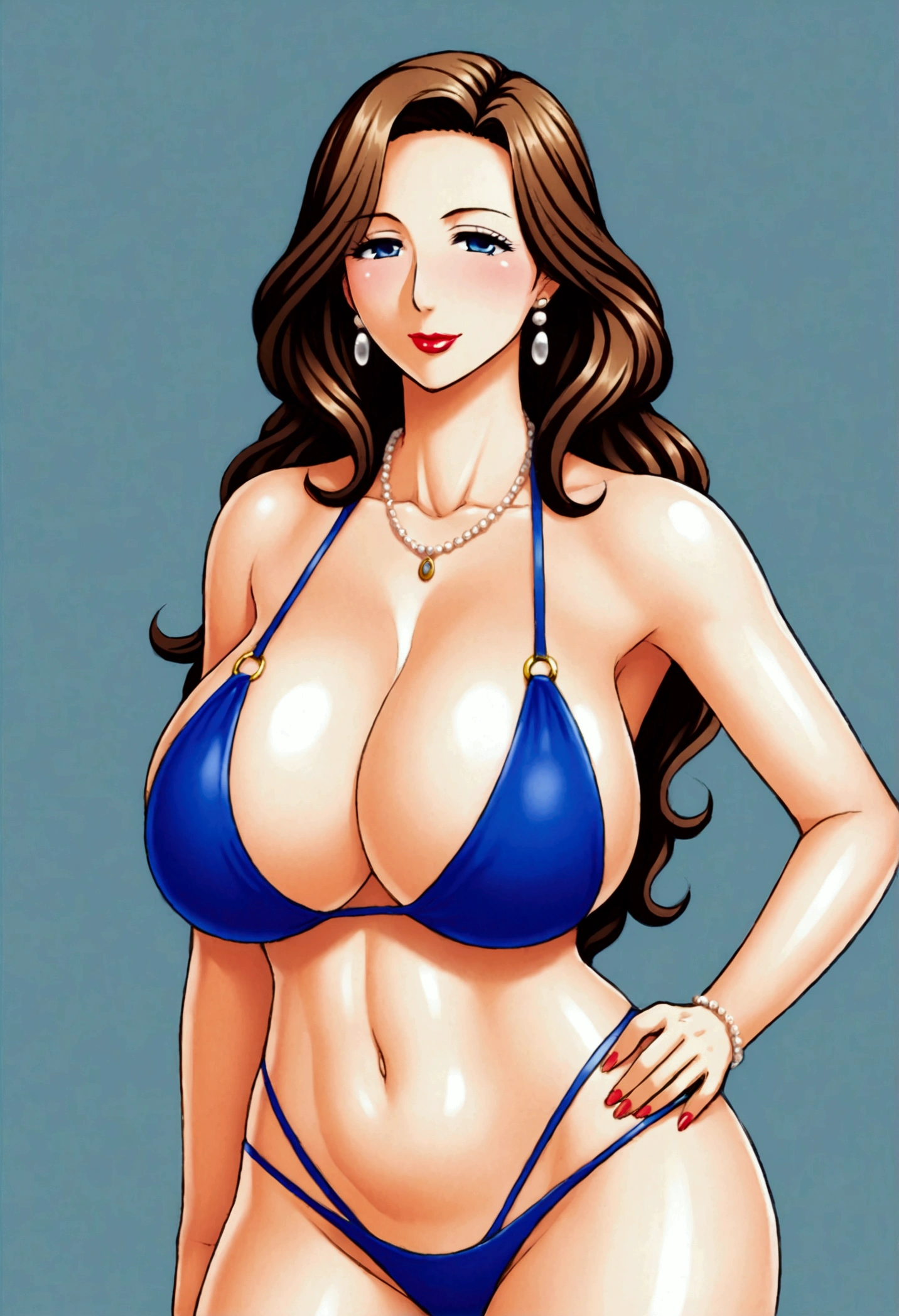 milf, mommy, big breast, long hair, using bikini