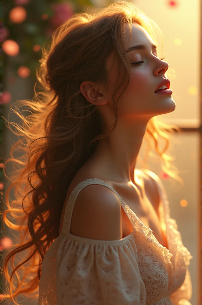 A beautiful girl sing a song