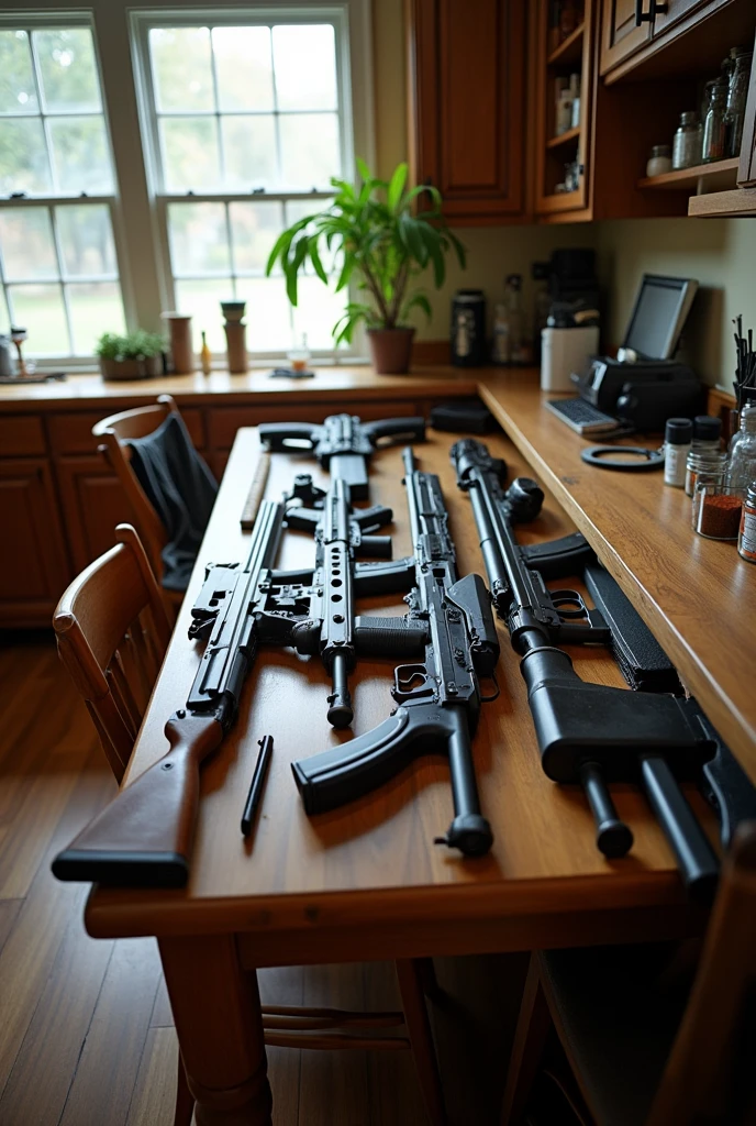 There is a table in the house on gun are kept and the photo is taken from above But this photo should look genuine and not fake