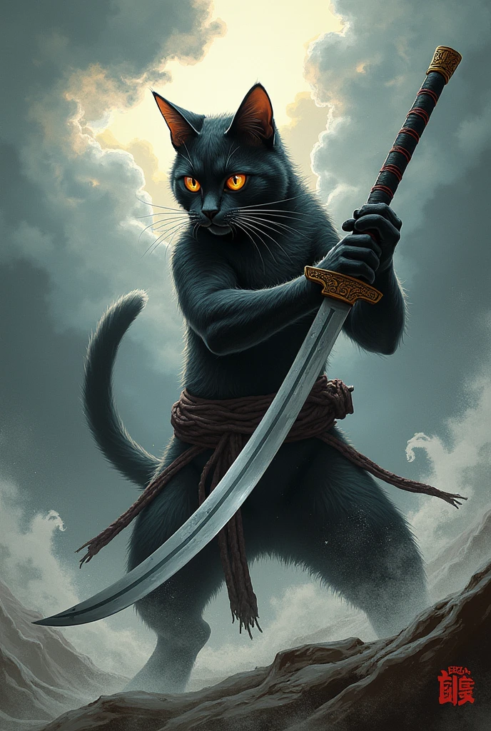 Ultra badass cat with a catana