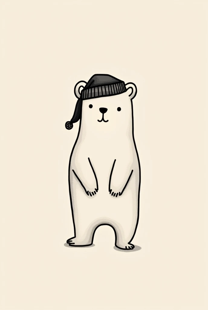 Minimalist bear tattoo with nightcap