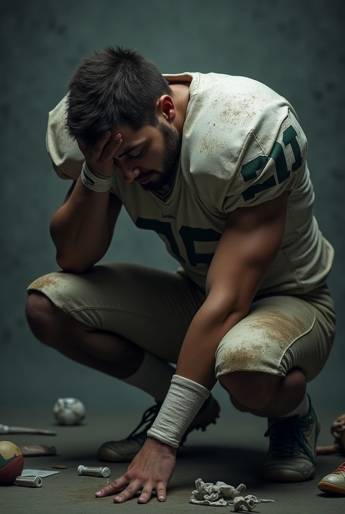 Sad football player