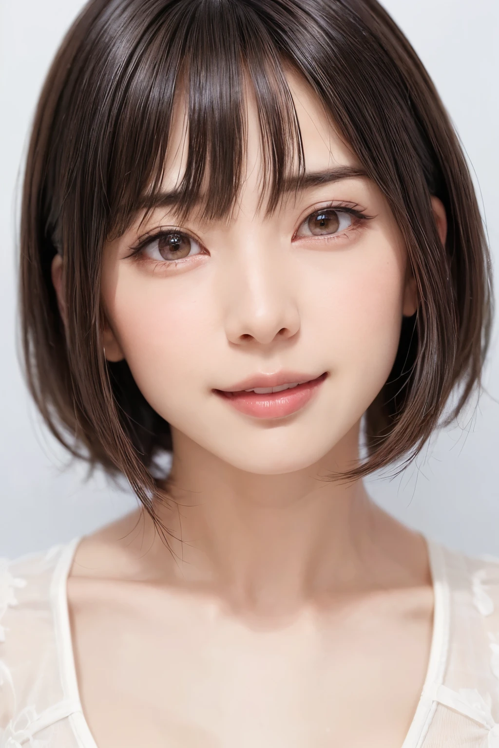 (software:1.8、masterpiece, Highest quality),1 person, alone, hyper Realistic, Realistic,Realistic, Looking at the audience, Light brown eyes:1.4,Brunette Short Bob Hair with highly detailed shiny hair, Brightly colored winter clothes, Lepangas:1.4), Outdoor, Mouth closed, Upper Body、big chest eye、eyelash、{Hugeな|big chest|Hugeなな|Mega} whole :2, chestの谷間:2、(((big chest eye、Short Bob Hair、Highlights from Students、Looking at the audience、She is very beautiful and cute、Show me your ears、Long neck、smile、Close your mouth and smile、Bangs and beautiful teeth)))、Ideal body type、(Nothing is drawn、A very beautiful pure white background:1.6)、美しいLong neck:1.4、(({Huge|big|Hugeな|Mega} chest, chestの谷間:2、Upper Bodyは服を着ていない:1.6))、(((Portraiture:2)))、Perfect Anatomy