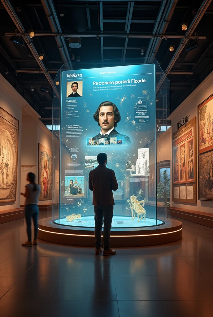 Depict Bolívar’s Instagram profile turned into a national heritage site. The image should show a screen displaying his profile with a significant quote, surrounded by digital art and a virtual museum-like atmosphere, preserving his legacy for future generations.
