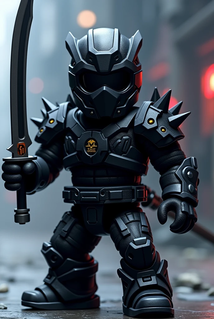 Roblox characters shirt ninja and wear mask spike teth holding sword
