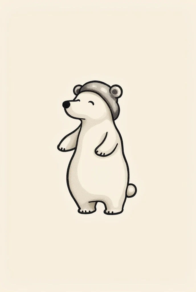 Minimalist bear tattoo with nightcap