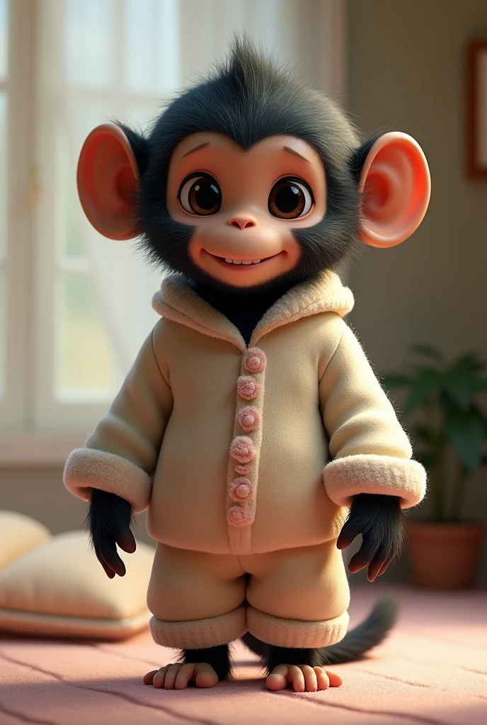 Black monkey in pajamas